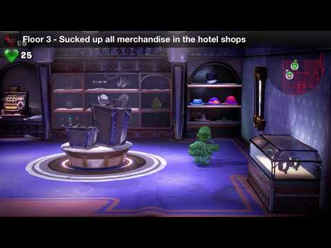 Luigi&#039;s Mansion 3 - Floor 3 Achievement - Sucked up all merchandise in the hotel shops